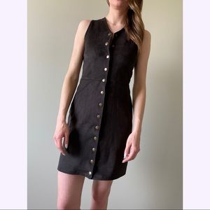 Topshop suede sleeveless snap detail dress